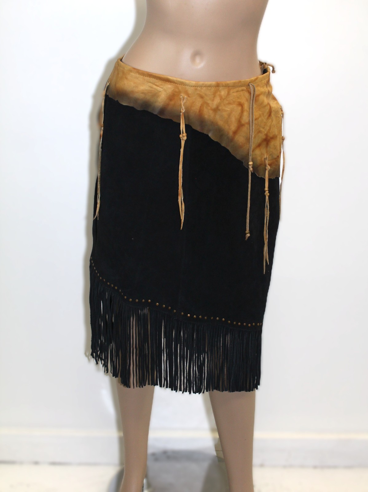 Kobler Vintage Leather Sioux Suede Skirt Size L