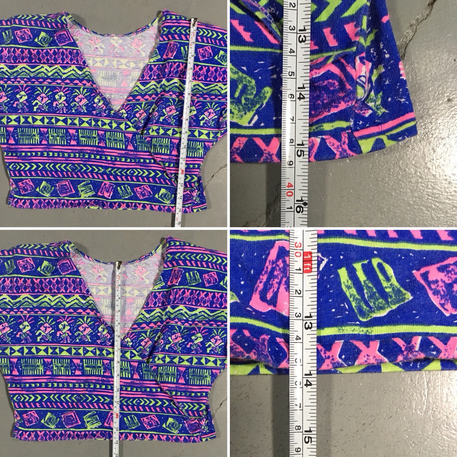 Vintage Meta Sport Shorts & Crop Top 80s Neon Geometric 1980s Size L runs small
