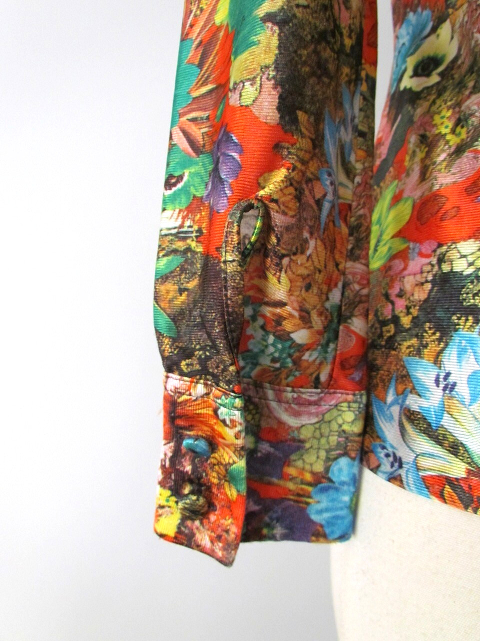 Rare Vintage 1970s Lanvin Paris Shirt Top Blouse Floral Button 10