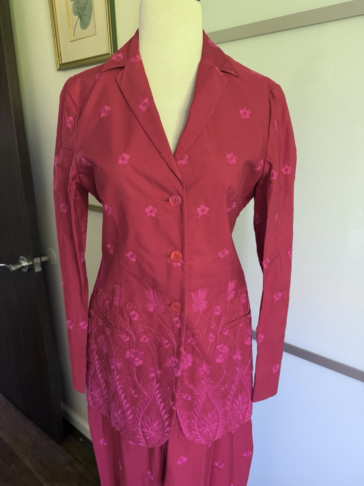 Romeo Gigli Vintage Dead Stock Womens Floral Embroidered Blazer Pant Coord Suit