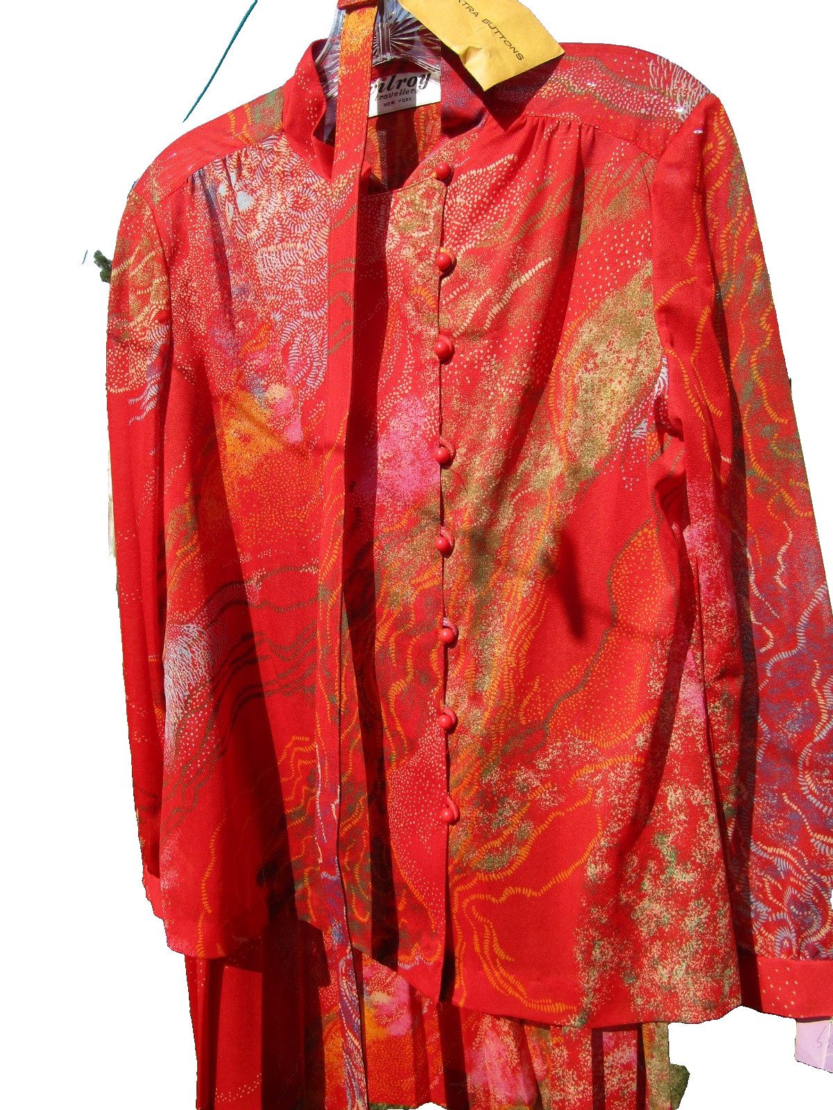 Vtg Wilroy Traveller NY Red/Multi Oriental Style Skirt Set Women’s Size 14 NOS