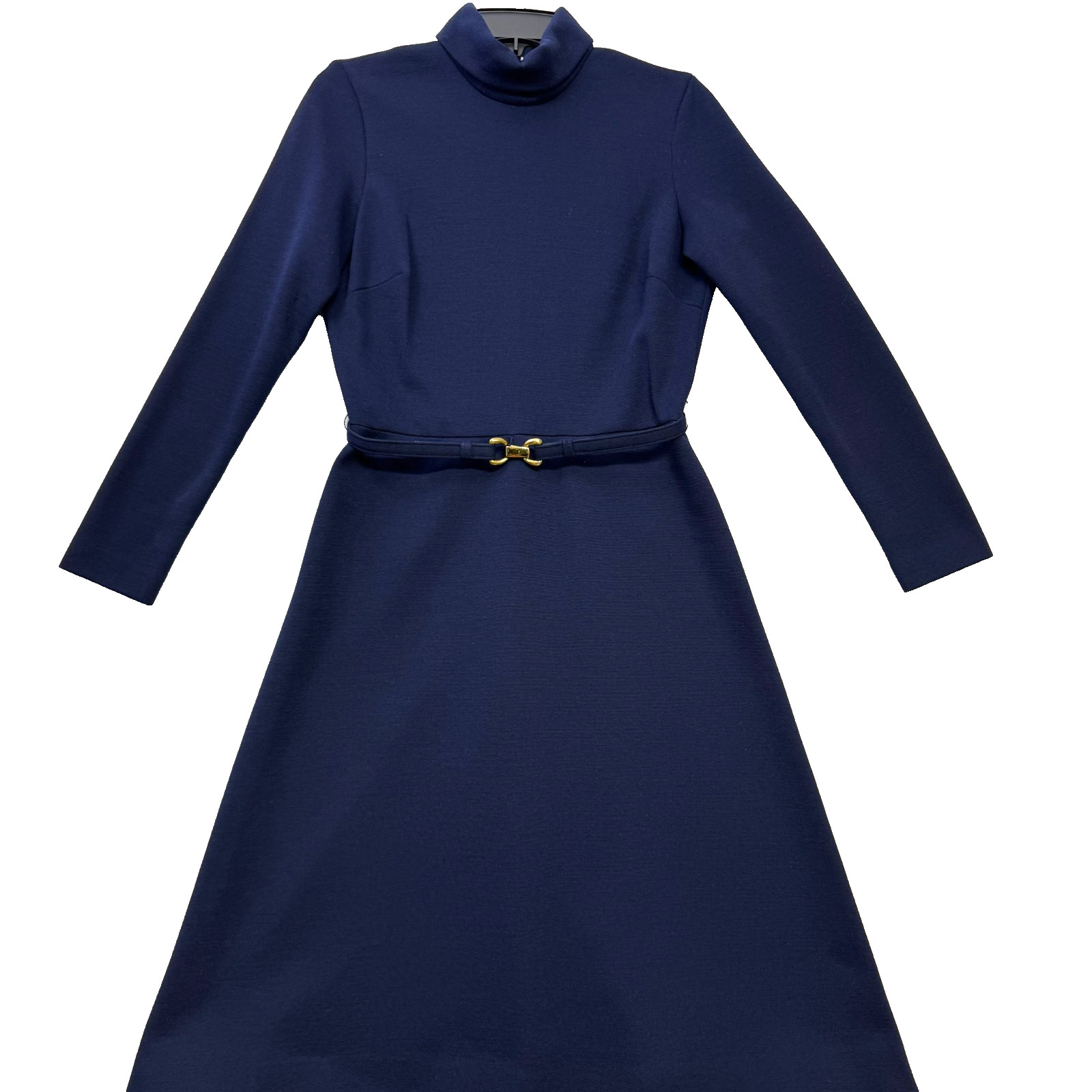 Vintage Charles Alan Nancy Van Raalte Neiman Marcus Navy Turtleneck Dress Sz 12