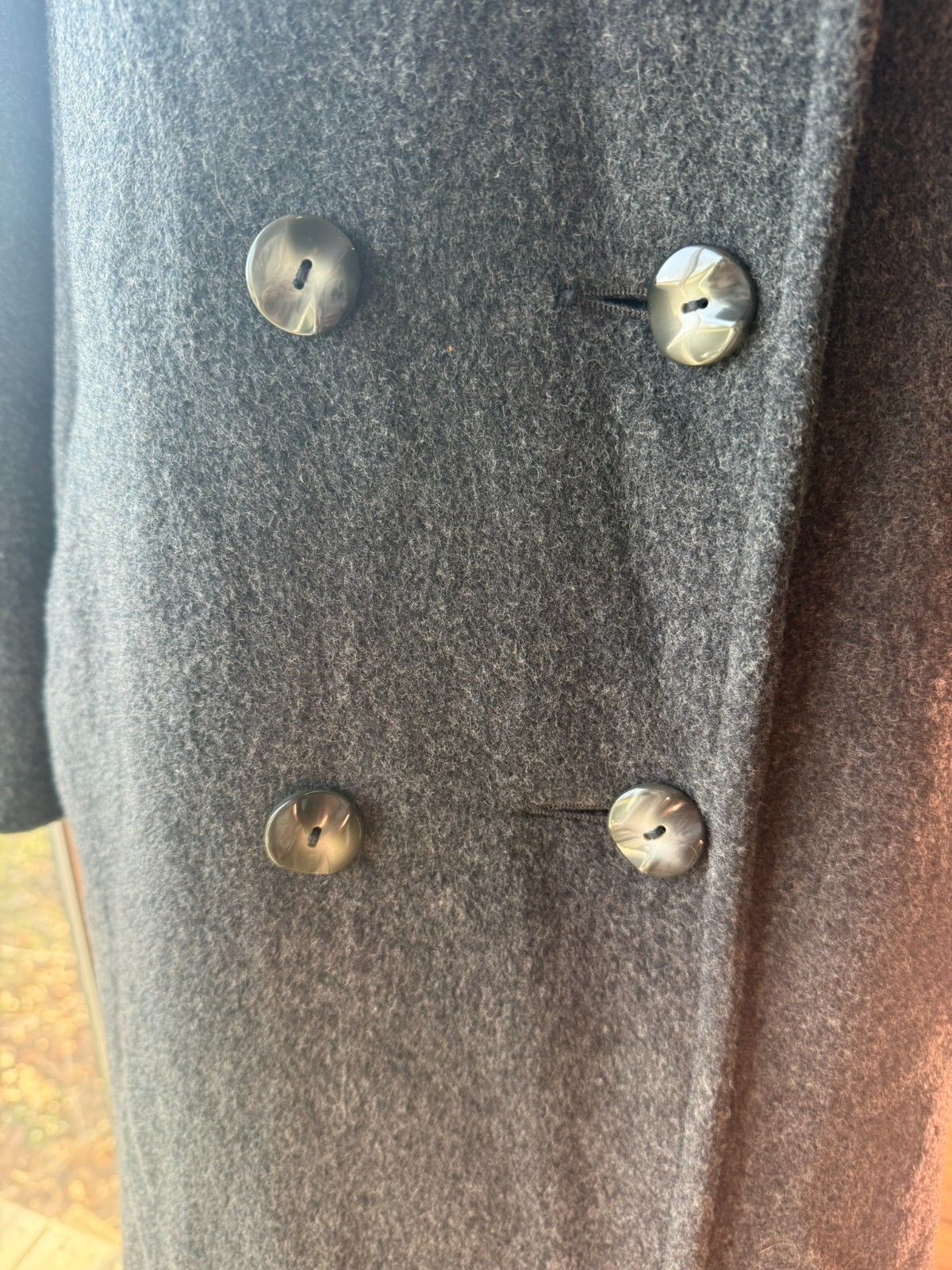 Vintage 80s 90s Gray Felted WOOL Coat FREDDI GAIL Long Double Breasted PREPPY M