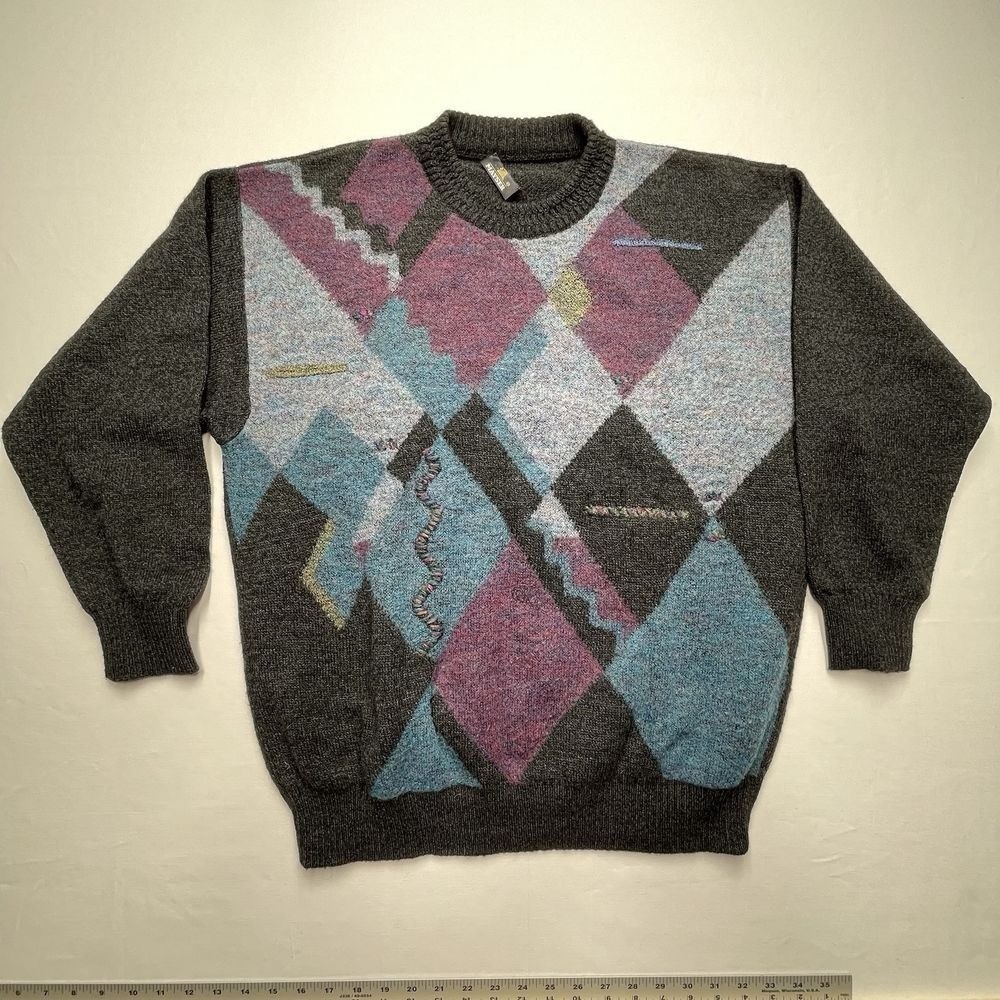 VTG Mayser Multicolor Geometric Sweater Women’s Large Wool Alpaca Mohair Blend