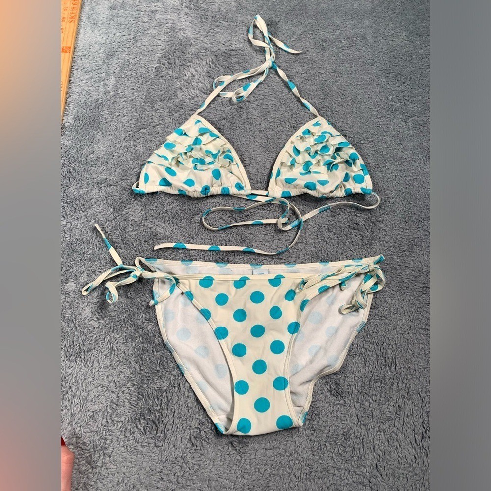PINK Victoria’s Secret RARE Y2K blue Polka Dot Bikini Set M/L