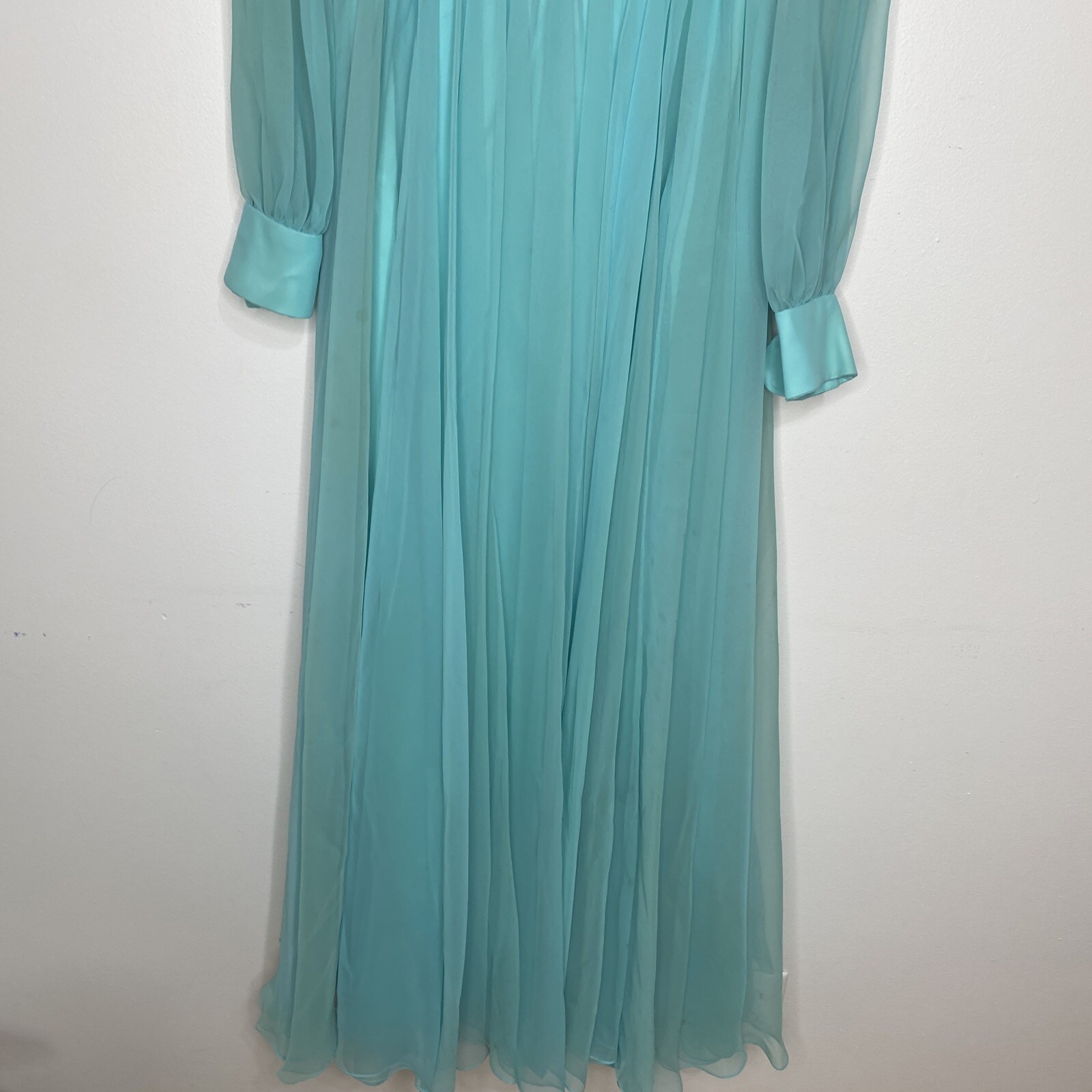 Vintage 1970’s Maxi Dress Cocktail Sheer Pleated Green 6 Shannon Rodgers