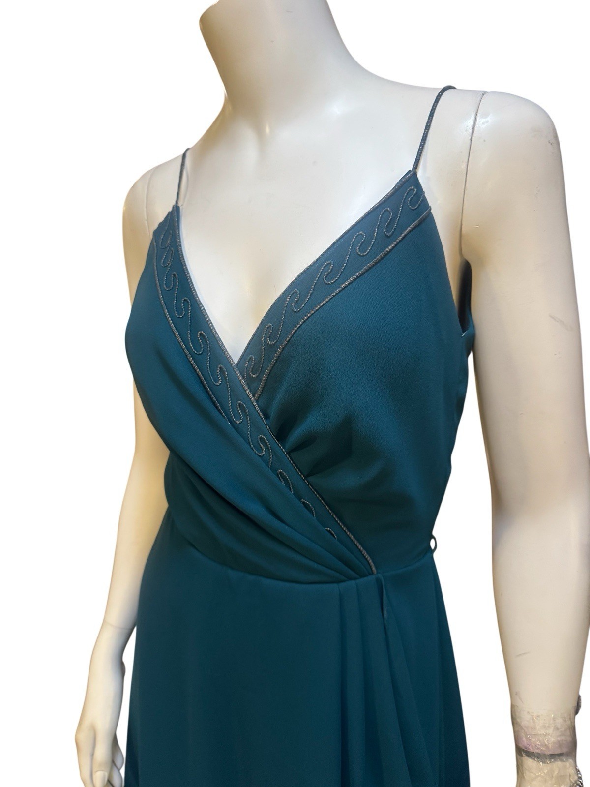 Vintage 1970’s Dress 70’s David Morris Teal Blue Dress ILGWU S/M