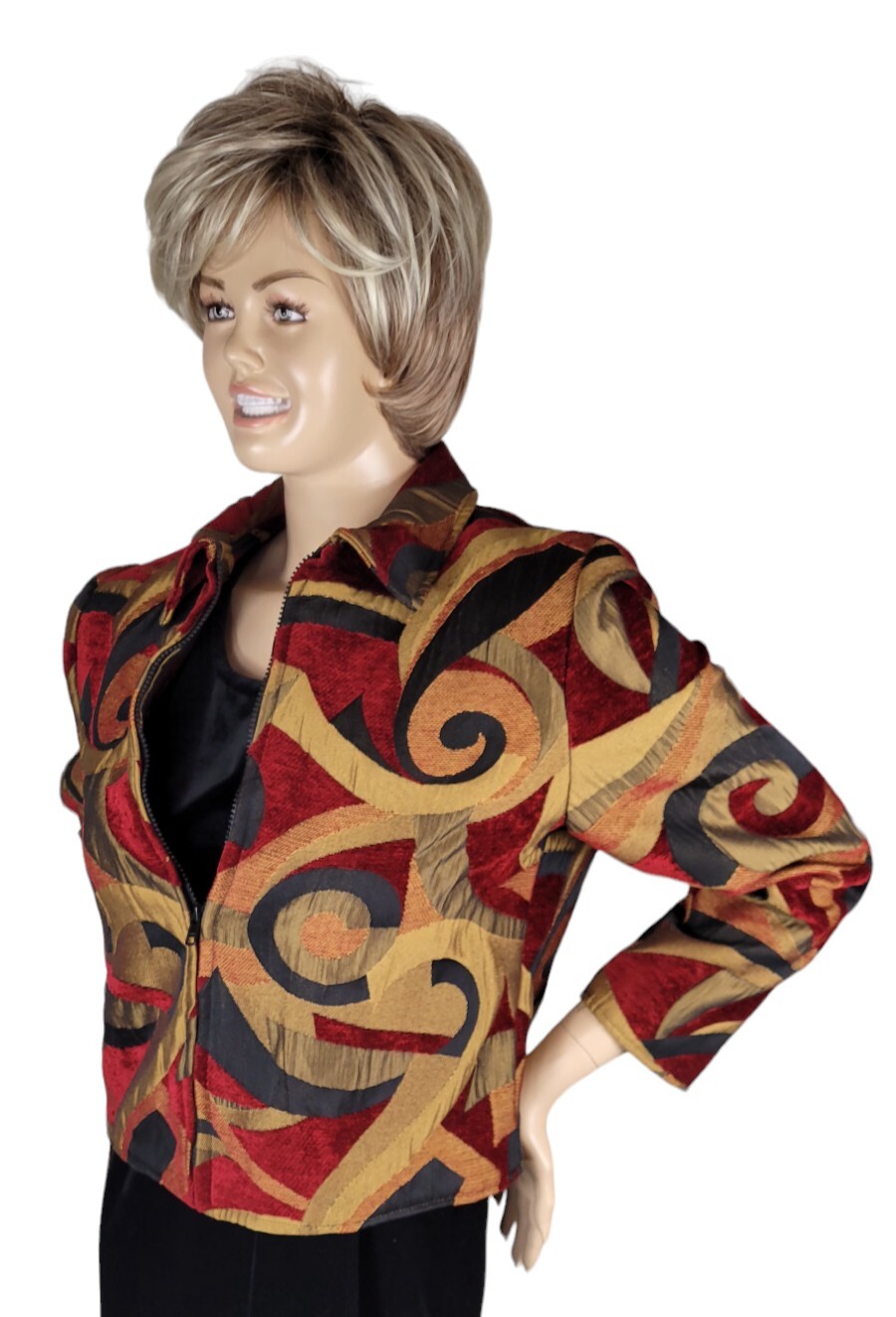 Vintage Painted Pony Uniquely USA Cropped Abstract Velvet Tapestry Jacket Size M