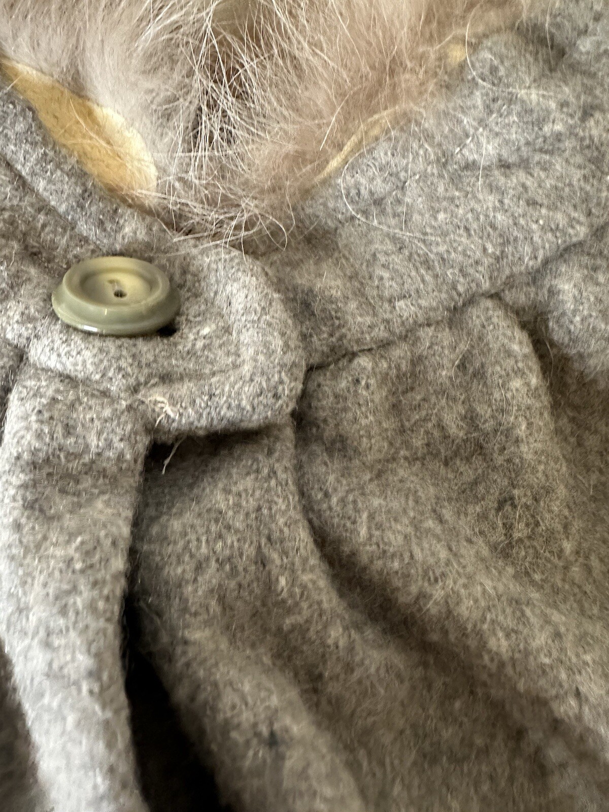 VTG Wool Opera Cape poncho Coat Cloak Blanket O/S Warm Fur Trim Pockets Hippie