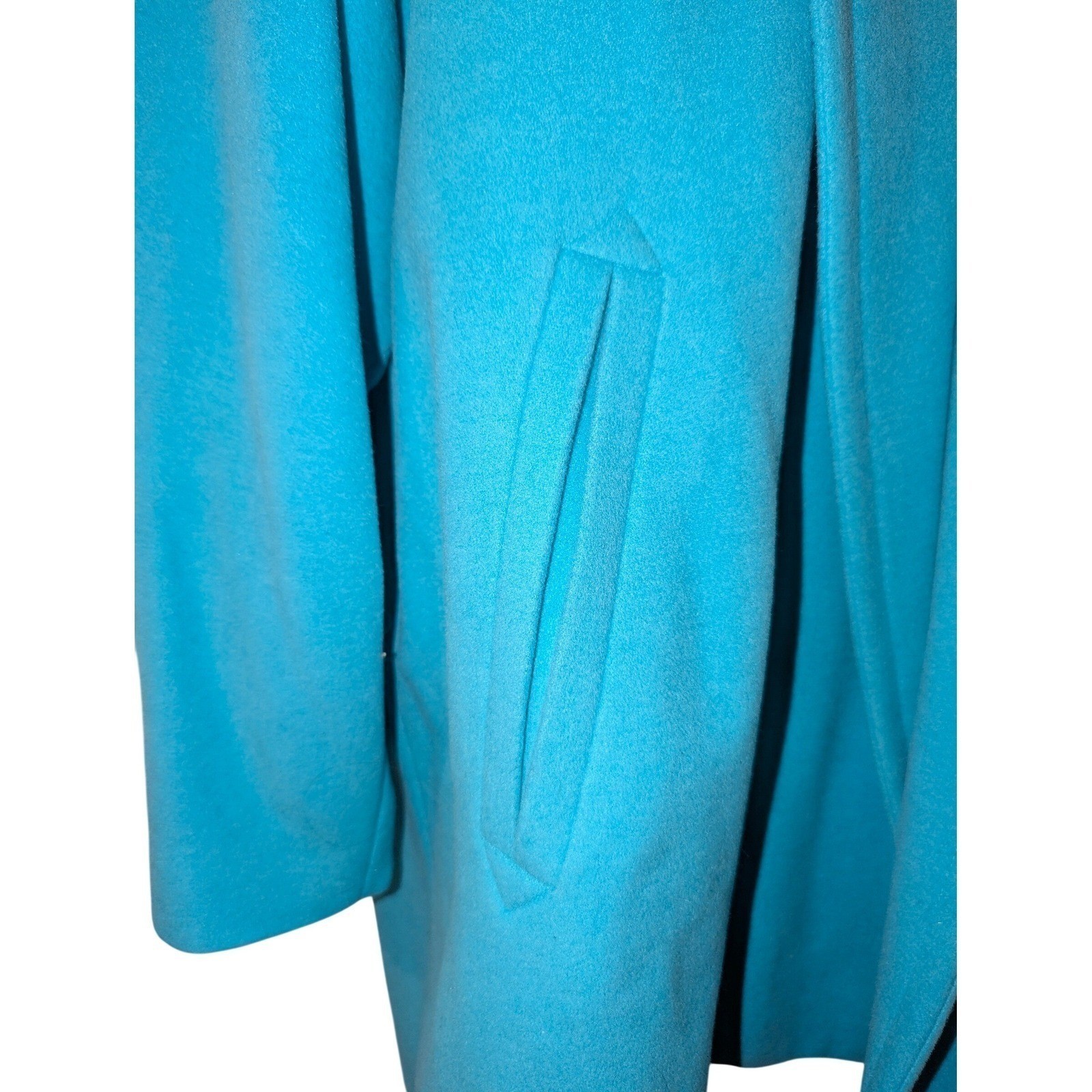 Escada Margaretha Ley Wool Angora Silk Coat Blue Shawl Collar Sz 36 Vintage NWT