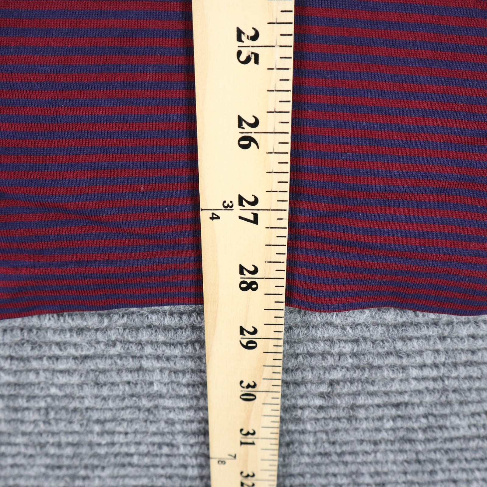 Vintage 90s Lands End Turtleneck M Cotton Red Blue Striped USA Made Normcore