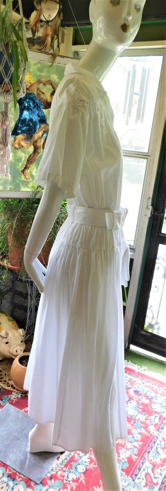 Vintage 80’s / 90’s Together Lace Front White Dress Cotton / Rayon SZ 8