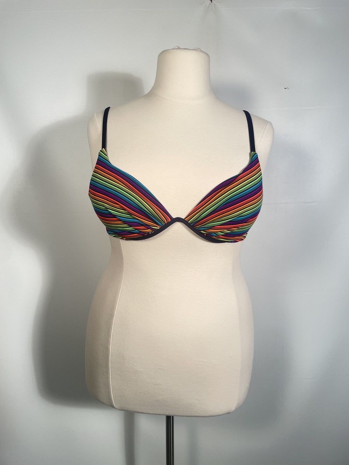 Vintage 1990s Rainbow Stripe Bikini Top Size L