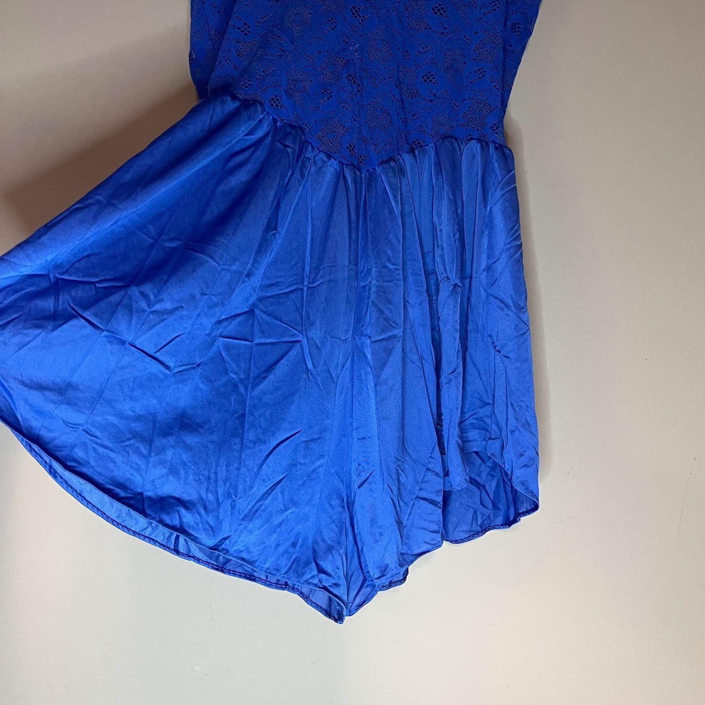 VTG Purple Lace Sateen Sheer Babydoll Night Romper 60s 70s Pin Up Sexy Large