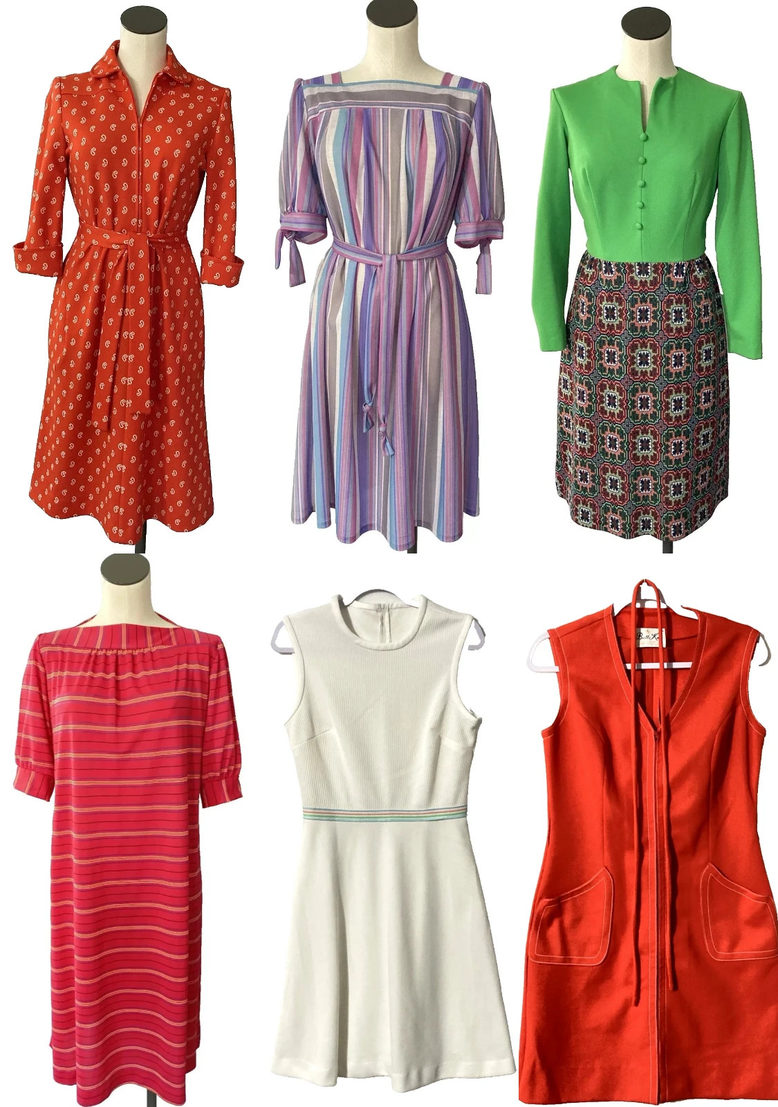 Vintage 70s Dress LOT 6 Small / Med Mod Summer Office Work #1