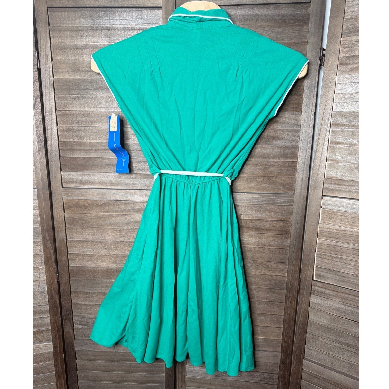 Doo-Dads Dress Womens 12 Vintage Green Contrast Trim Button Down NEW