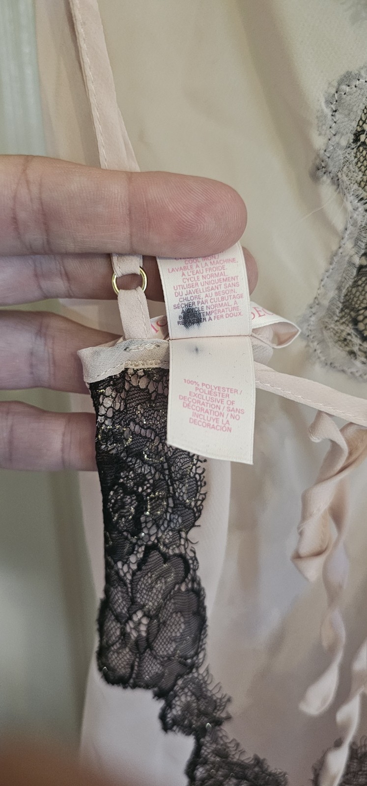 Vintage Y2K Early 2000’s Pink With Black Lace Babydoll Lingere Nightgown Medium