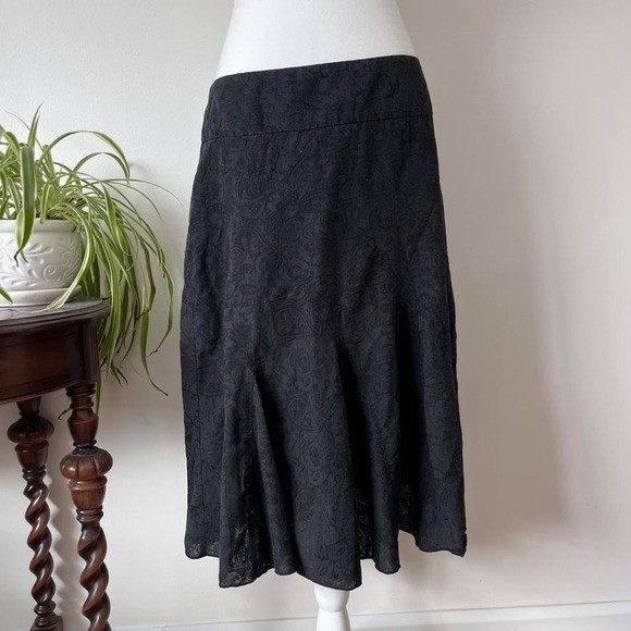 Vintage 90s Tall Girl Velvet Burnout Midi Skirt Womens Sz 12 Dark fairycore