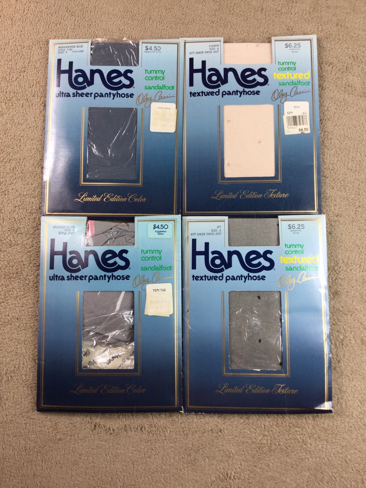 Vintage Hanes Textured Pantyhose Size A 1985 Assorted Colors