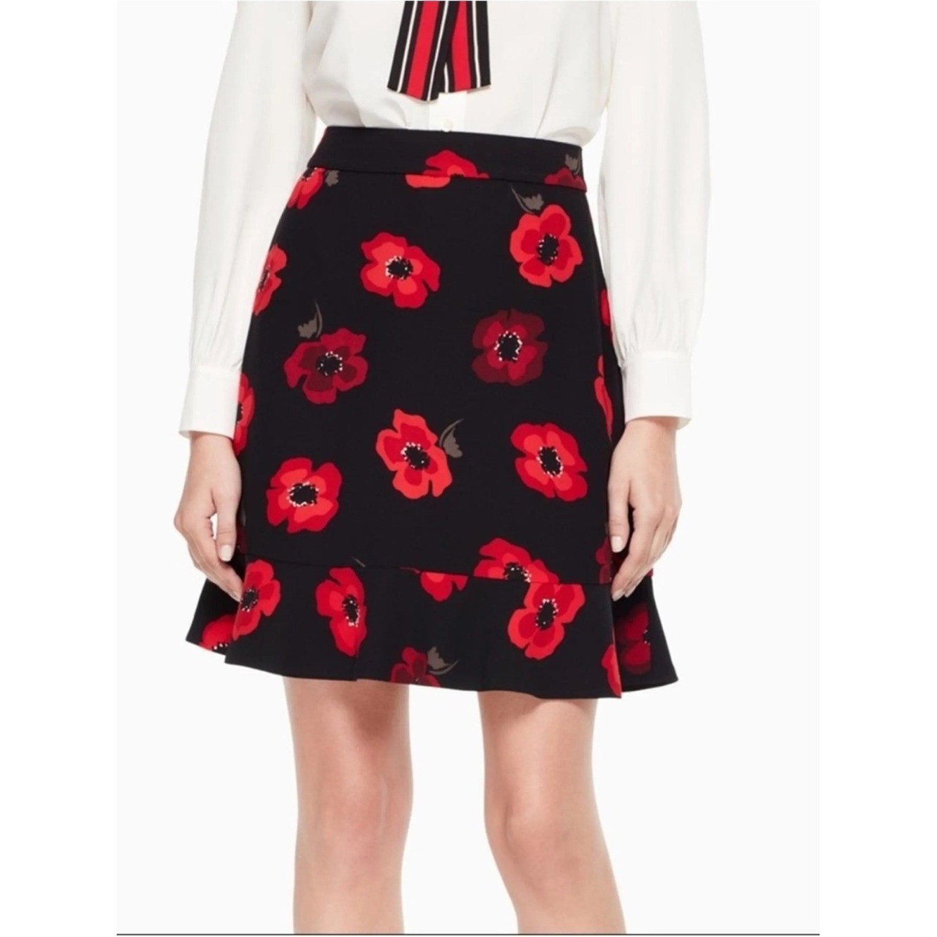 KATE SPADE Poppy Tiered Ruffle A-Line Skirt office feminine 90s basic classic