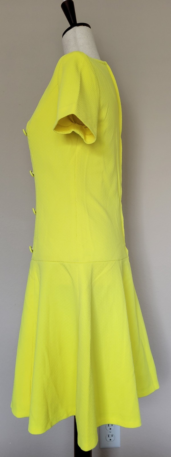 Vintage 60s Drop Waist Mini Dress Fit & Flare Size M Yellow Preppy Mod Tennis