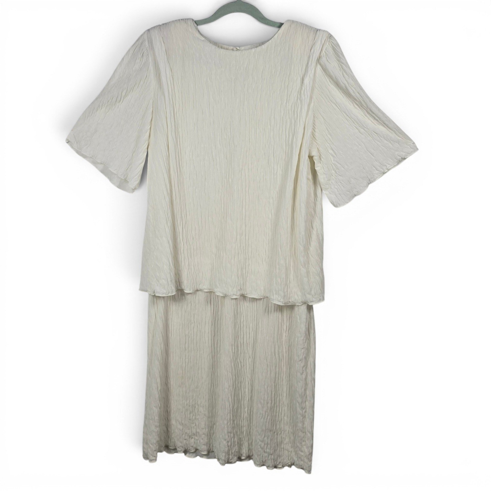 Vintage Riccardo e Barone White Crinkle Textured Dress Woman Plus Size 20.5 USA