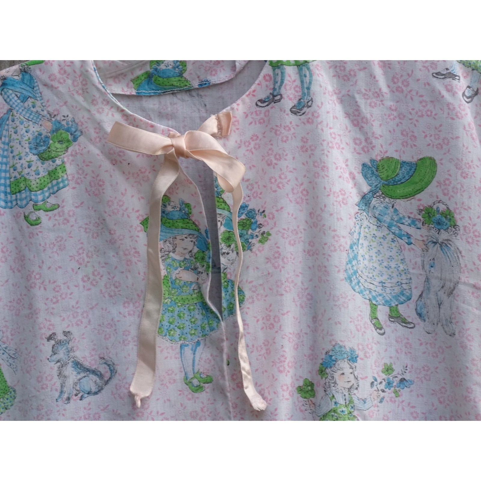 Vtg Floral Midi Housedress Novelty Print 70s Small Cottage Garden Cottagecore