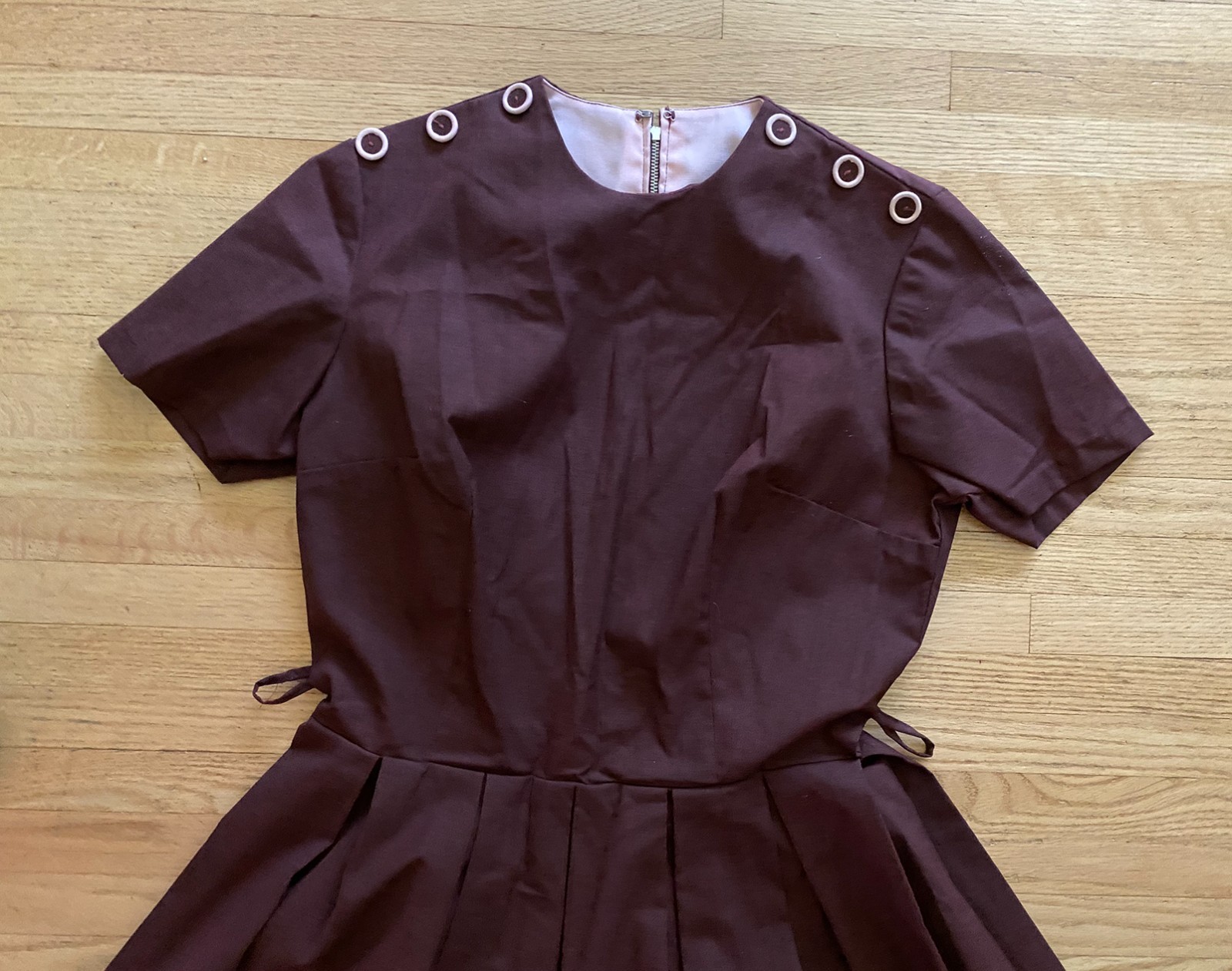 Vintage 50s Secretary Geek School College Day Dress Chocolate S M