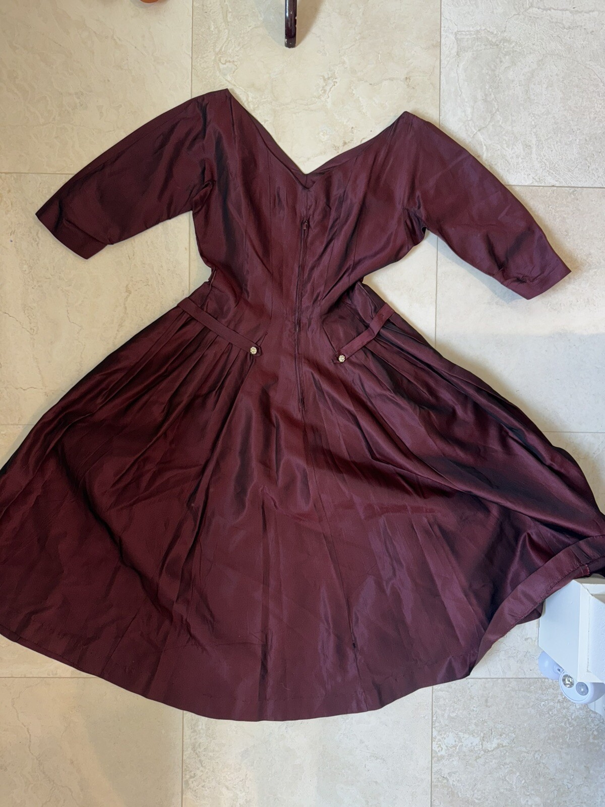 Gorgeous VTG Jonathan Logan BURGUNDY TAFFETA Party Tea Dress XS