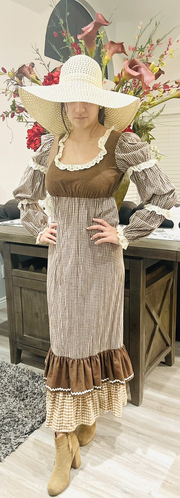 Vintage Young Edwardian Dress Cottage Core Sz 3/4 Prairie Dress