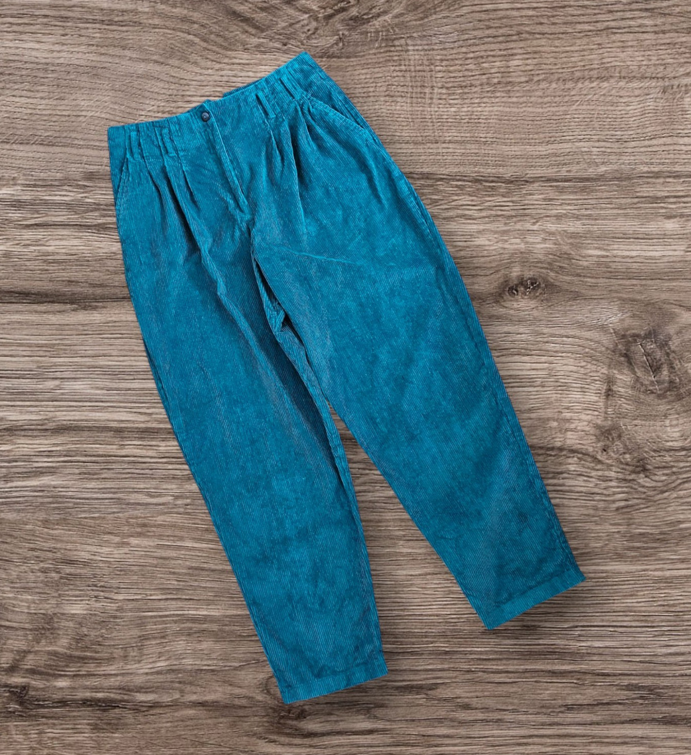 Vtg 80s Kikomo Lifestyles Turquoise Corduroy Pleated Pants Sz 16 (runs small)