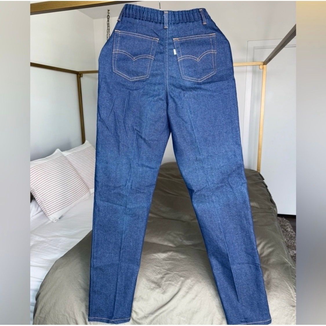 Levis High Waist Jeans Womens 10 25 27 X 32 Vtg White Tab Blue Tapered Mom Denim