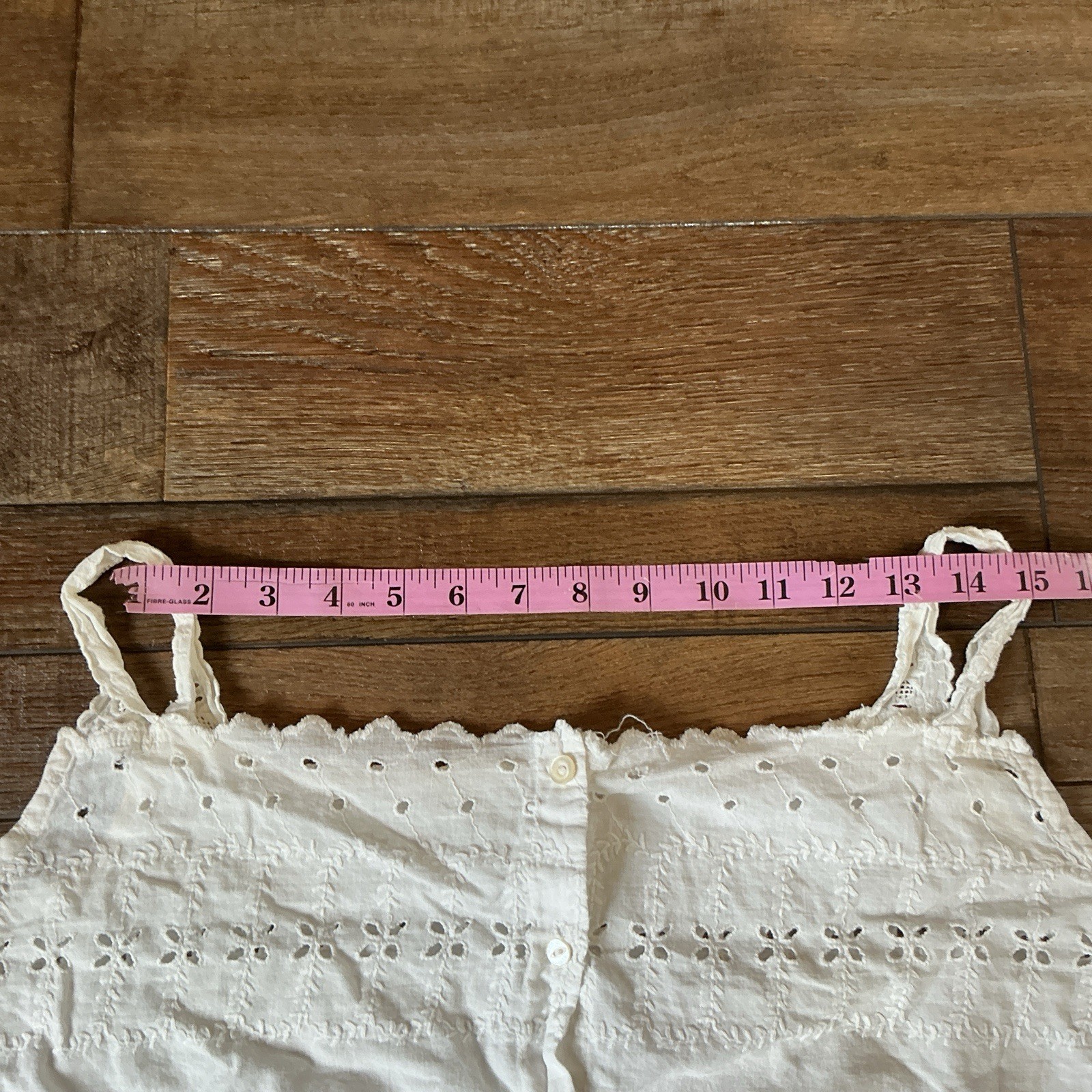 Antique Victorian Cotton Eyelet Camisole 39in Bust Button Corset Cover #33F4