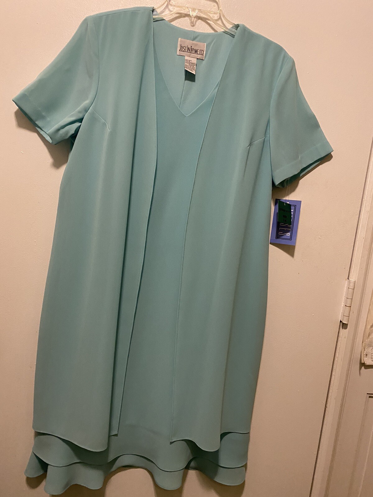 Ladies Just In Thyme Ltd Womens Aqua Layered Shift Dress Size 14 NWT