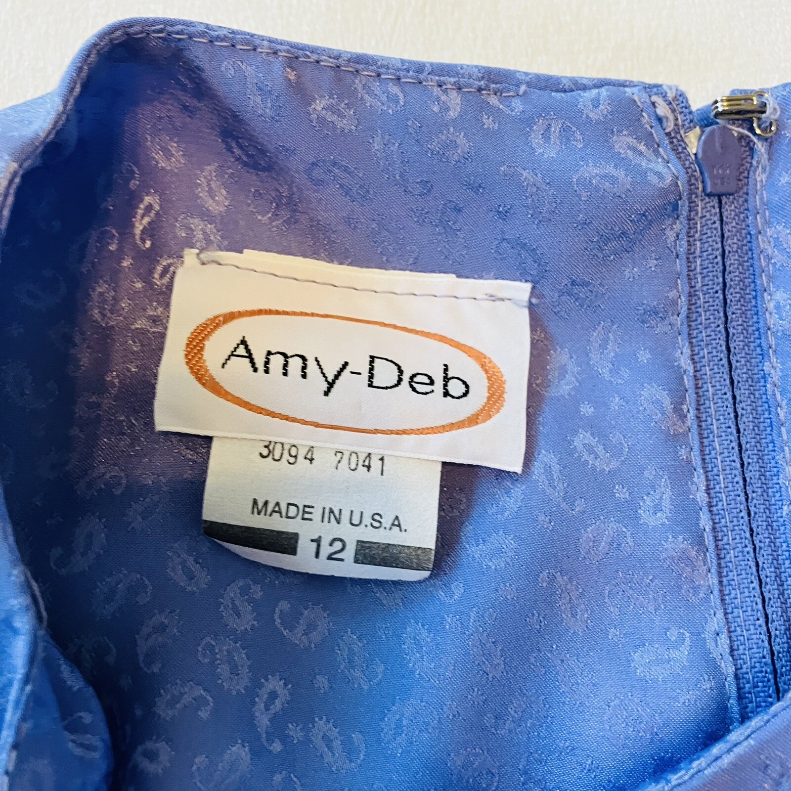 VTG 80’s AMY-DEB Women’s Sz 12 Blue Elastic waist Dress Lightweight 3/4 Sleeves