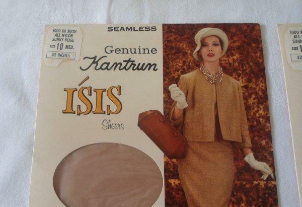 2 Pair Vintage ISIS Seamless Stockings Nylon Size 10 Sunny Beige Kantrun