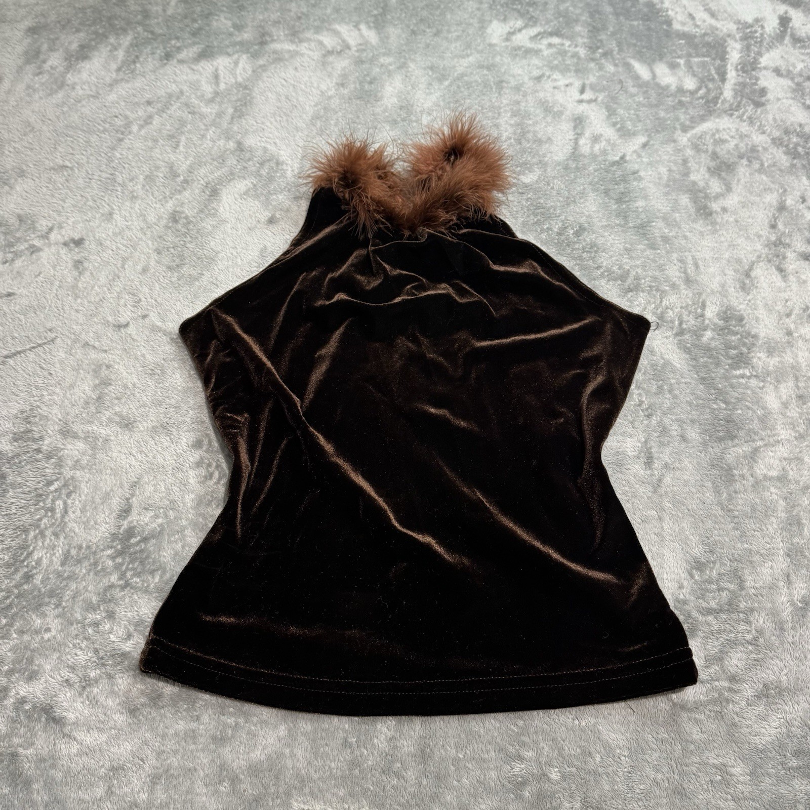 VTG 90s Groove USA Womens Faux Fur Velvet Tank Top Size S Rave Festival Indie