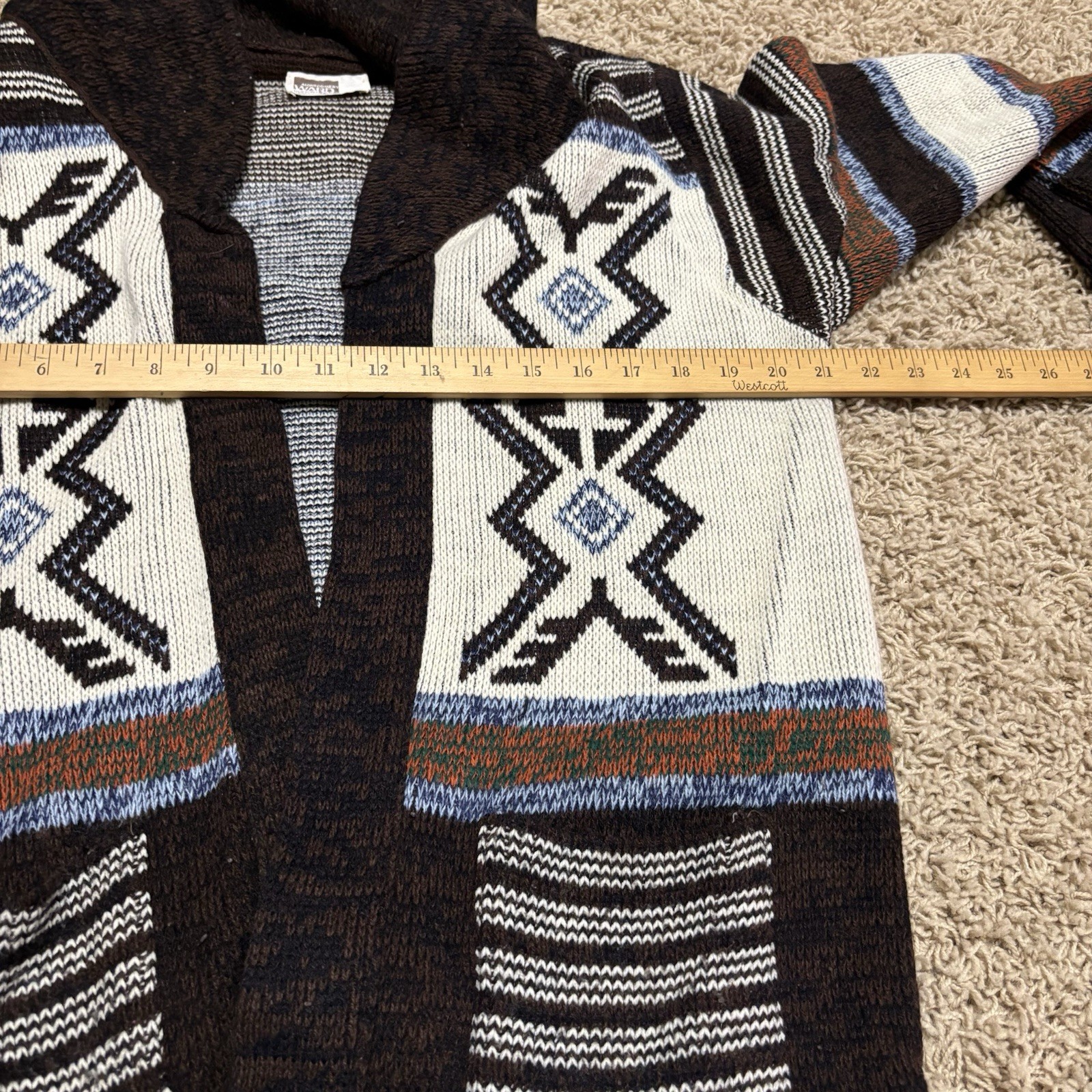 Vintage 80’s Retro Fall cardigan Western Native Boho Design Sweater Size L
