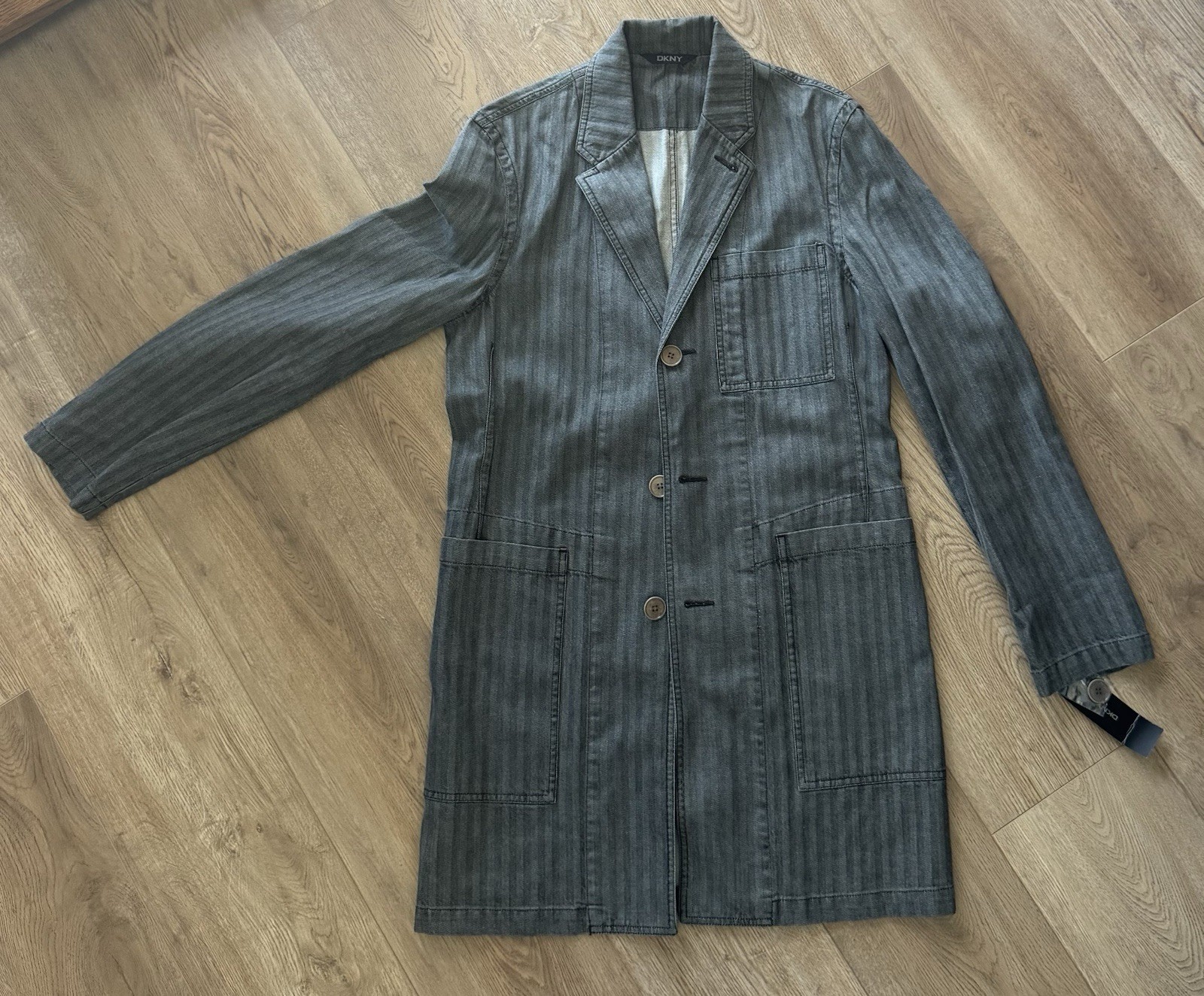 DKNY graphite hbt Denim Chore Jacket Vintage 90s Workwear Cotton Coat NOS NWT