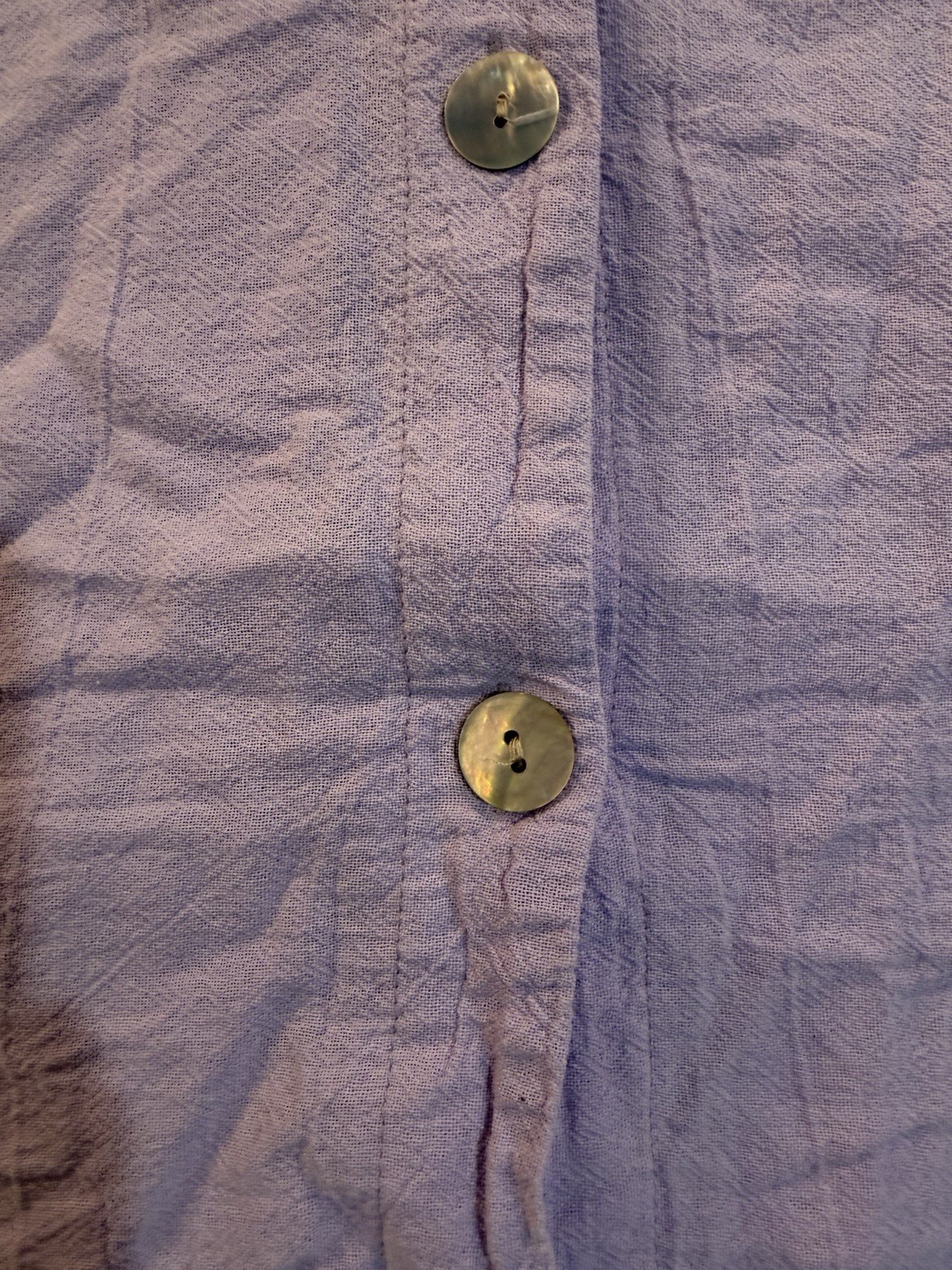 Vintage 220 Hickory Purple Lilac Button Front Blouse XLG Butterfly Pocket Cotton
