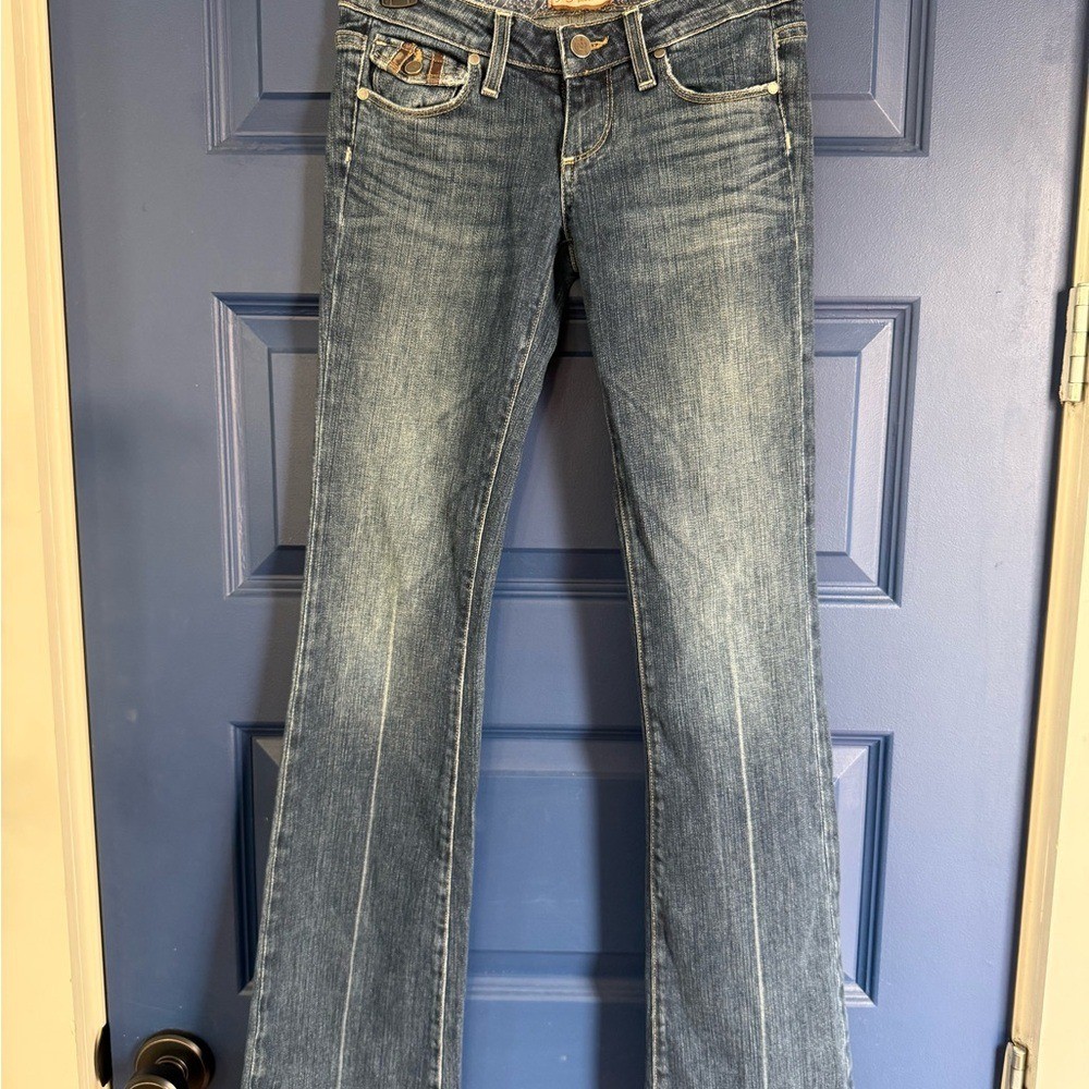 PAIGE Vintage Fairfax Blue Washed Flare Jeans sz 25- Y2K