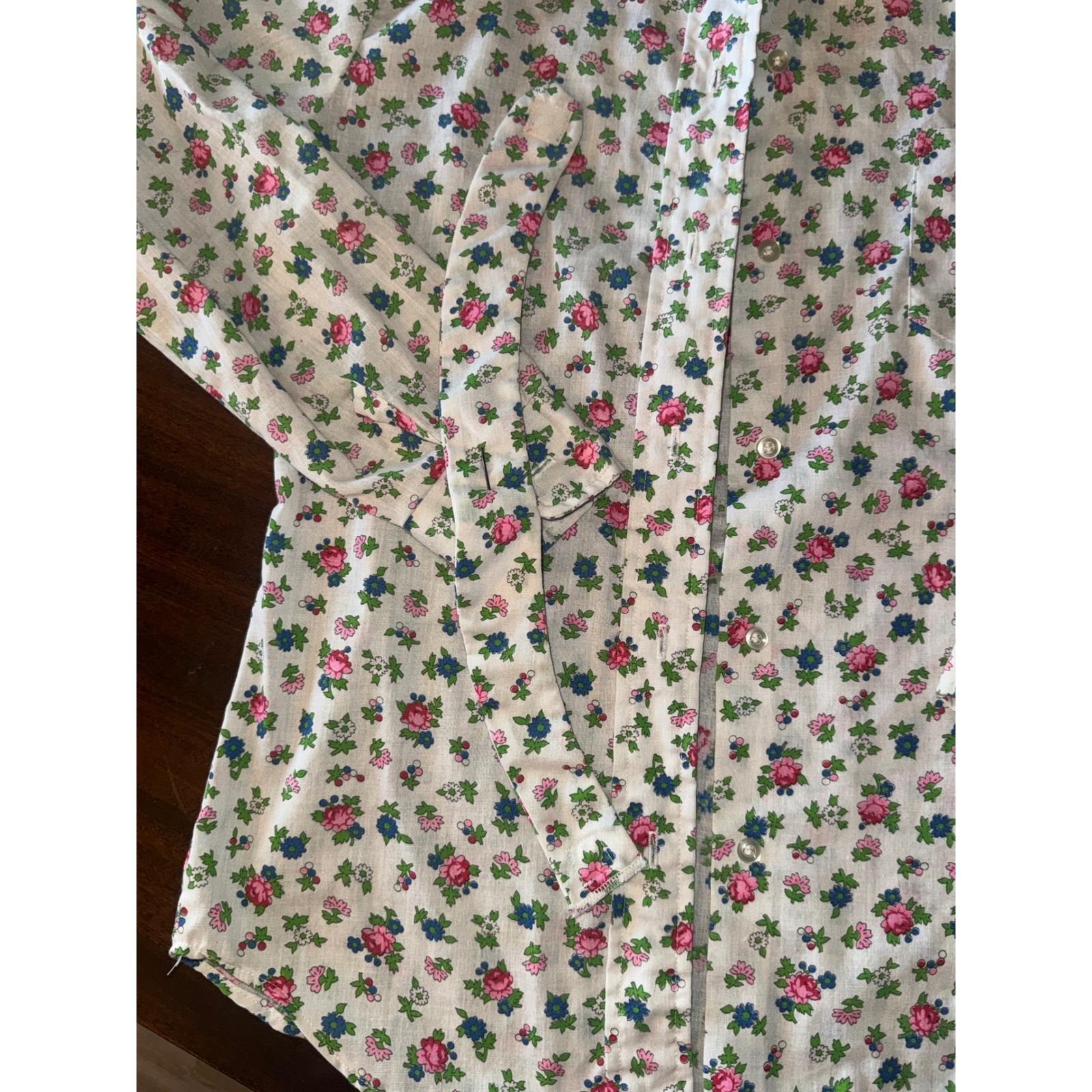Vintage 60s 70s Ratcatcher Floral Button Up Shirt Perma Press Ditsy Print Small
