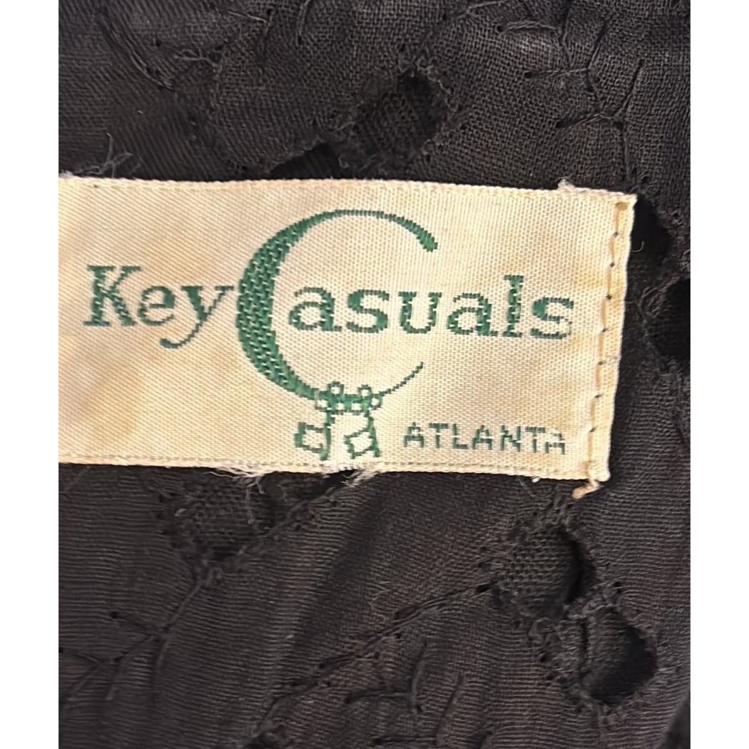 Vintage Key Casuals Atlanta Black Eyelet Midi Dress, medium, classic, feminine