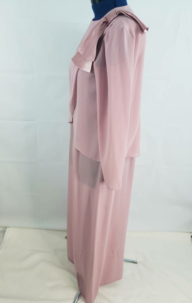Mister Jay Womens Chiffon Maxi Shift Dress Scoop Button Layered Vtg size 14 U15