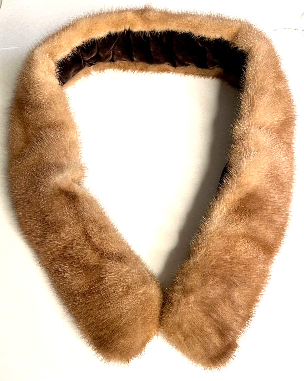 VTG 50’S-60’S LOVELY!! TAN AUTUMN HAZE MINK FUR STOLE COLLAR WRAP SCARF