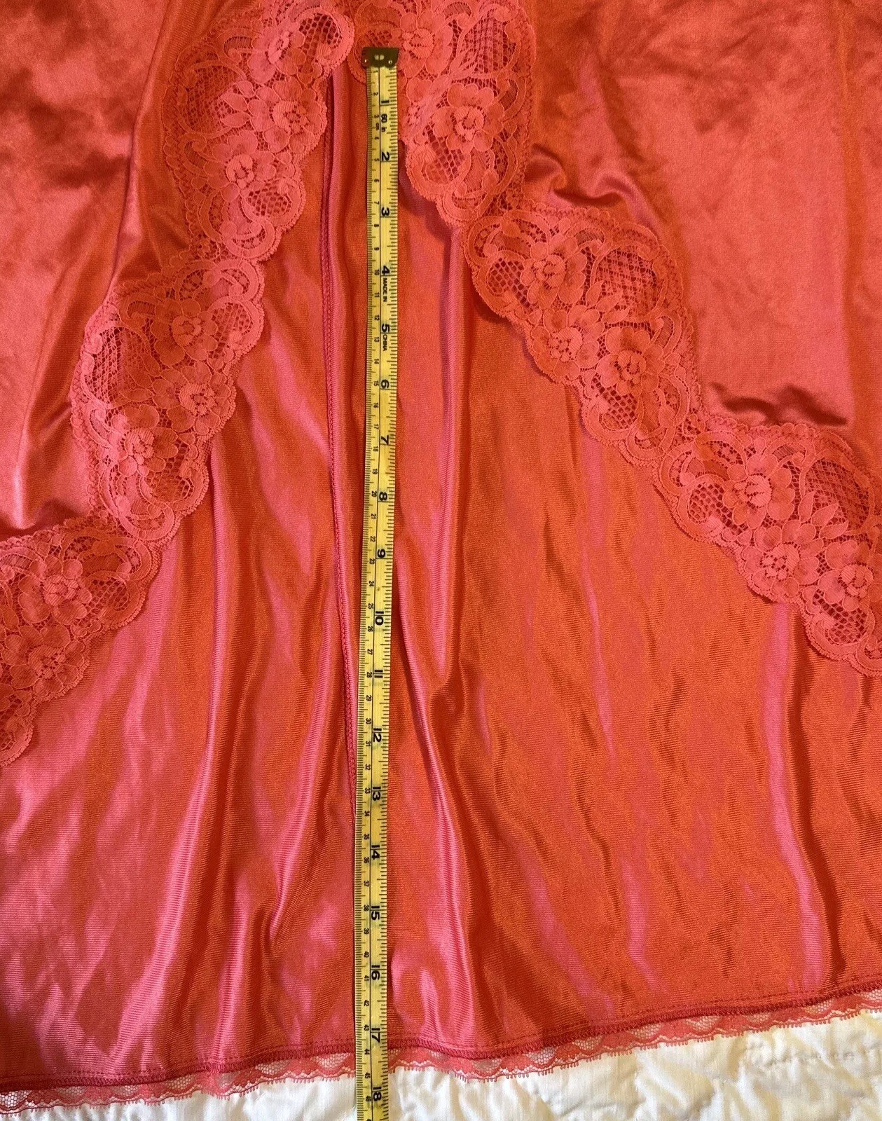 Vtg Jenelle Of California Low Cut Sexy Coral Lace Nightgown Lingerie Large