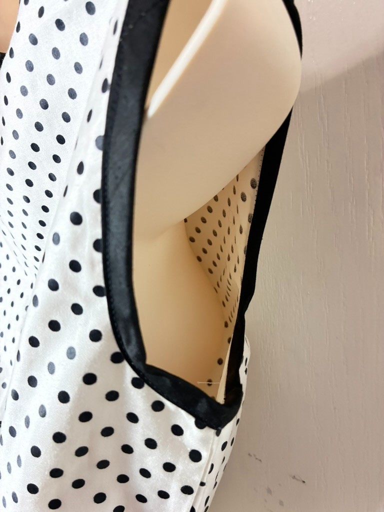 VTG 1960’s Home Made Blk Polka Dot Dress S Sleeveless Shift USA Cotton