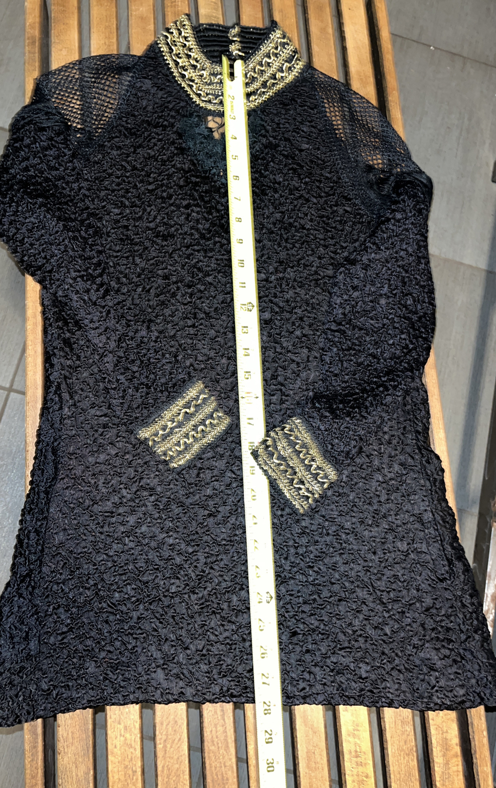 Vintage Made in NY 4-U Design Term Black Fringe Short Stretch Dress Size S/M?