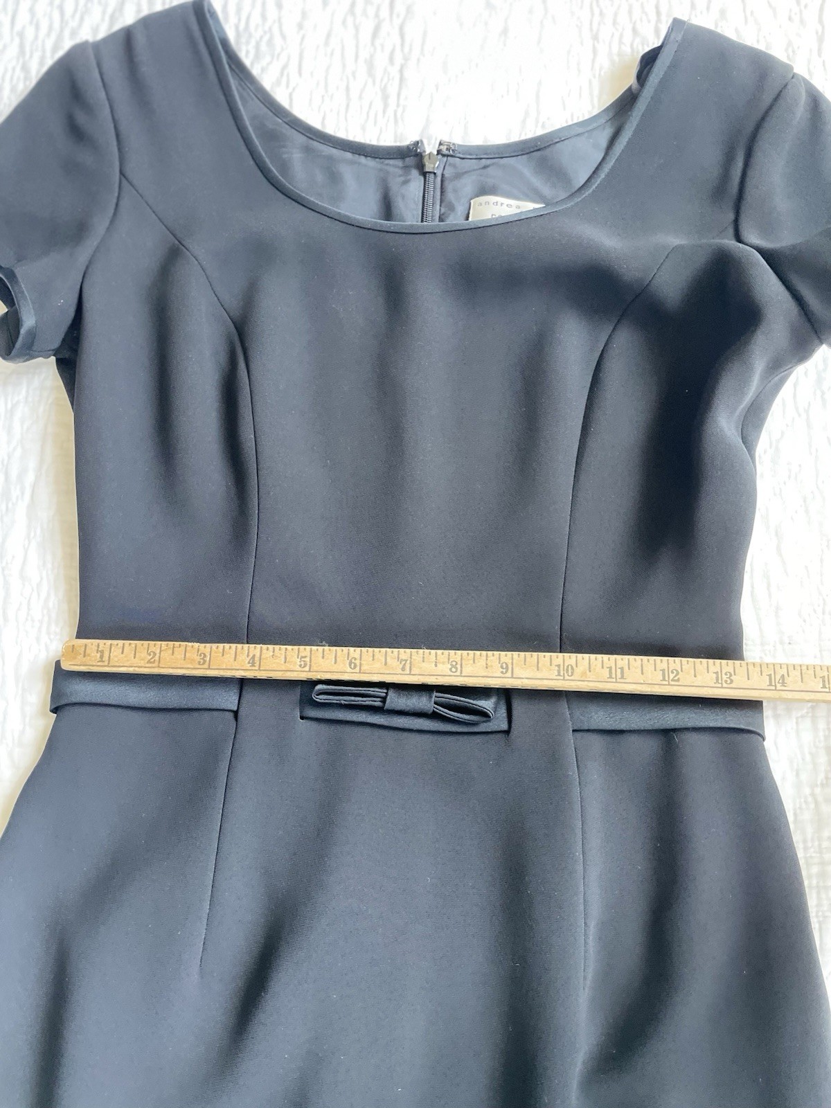 Vintage S 8 Dress Late 90s Little Black Bow LBD Shift Crepe Saks Jackie O VGUC