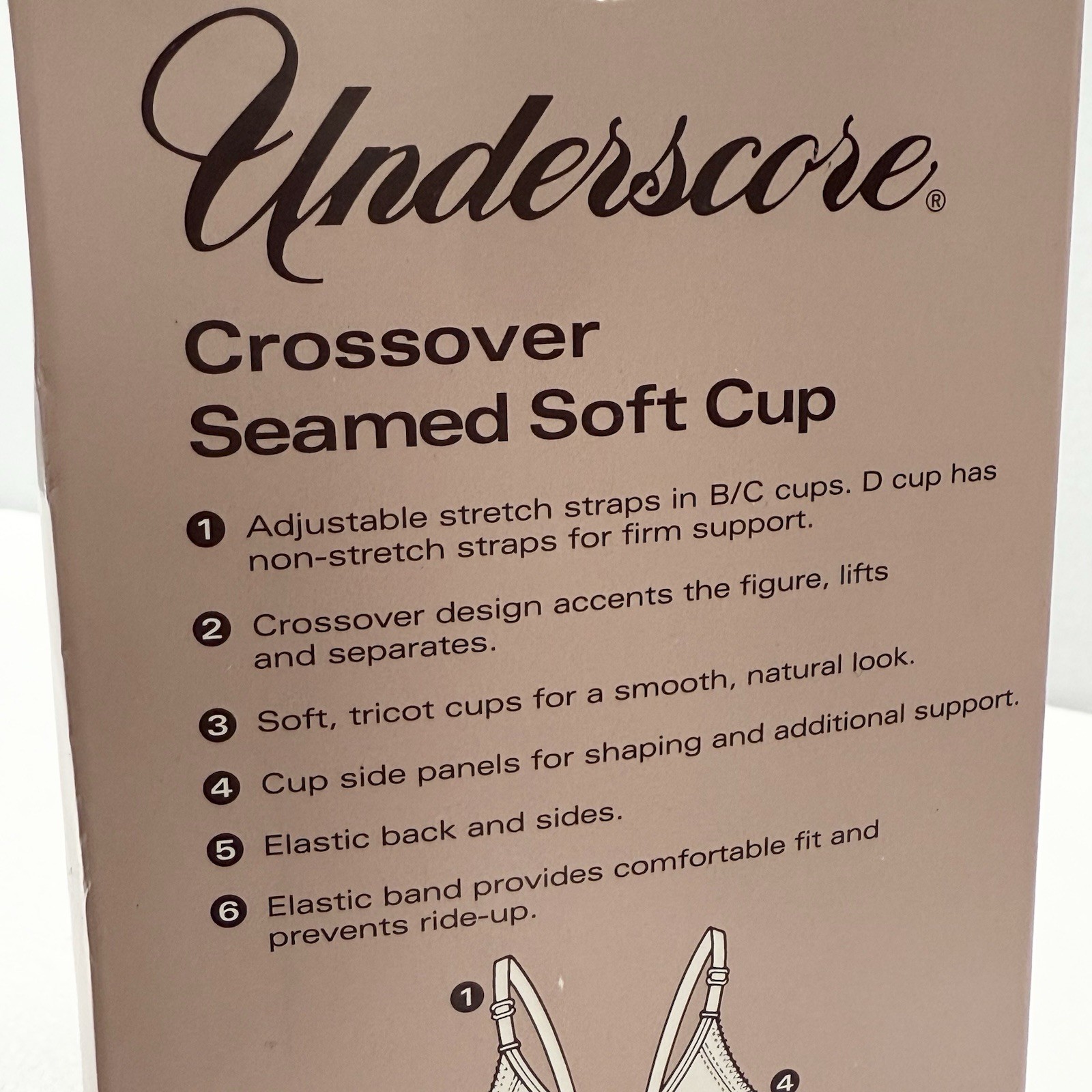 Vintage Underscore Bra 38C White Crossover Wire Free Soft Cup Side Panels NEW